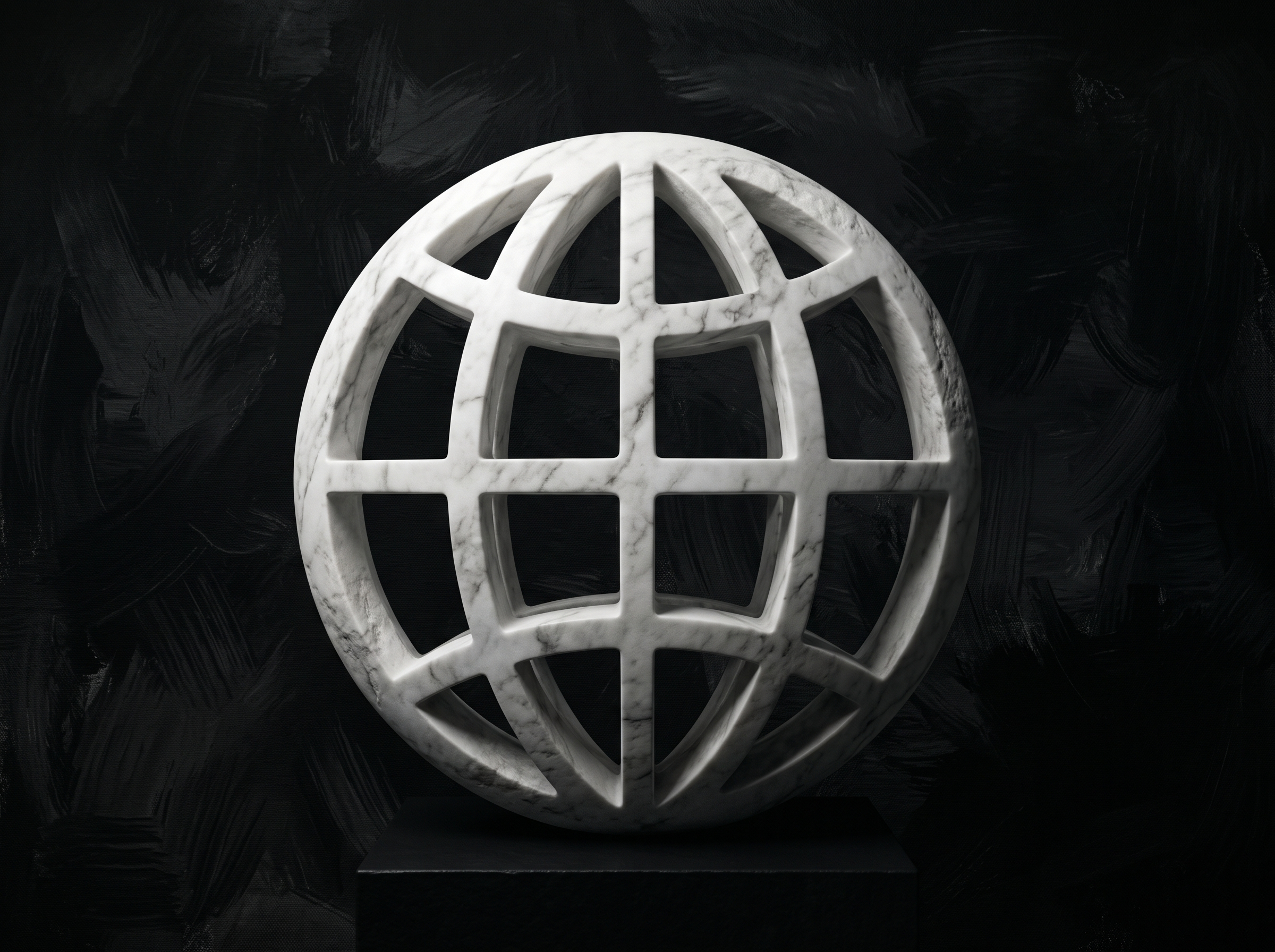 Globo terráqueo escultórico como símbolo de conexión digital